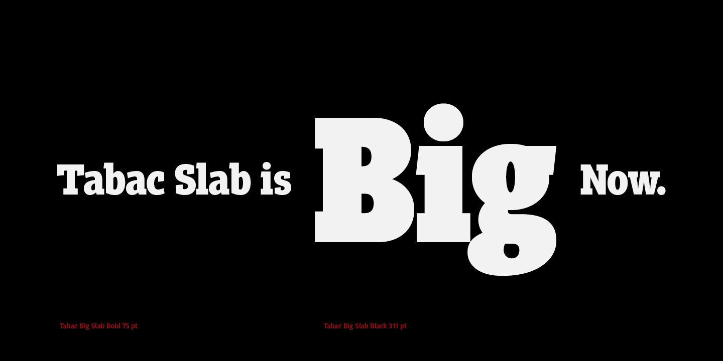Ejemplo de fuente Tabac Big Slab Black Italic