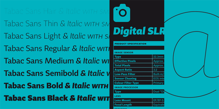 Ejemplo de fuente Tabac Sans SemiBold Italic