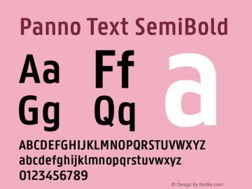 Ejemplo de fuente Panno Text Normal Italic