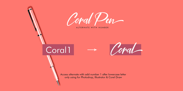 Ejemplo de fuente Coral Pen Regular