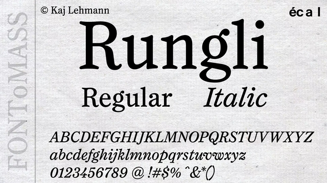 Ejemplo de fuente Rungli Italic