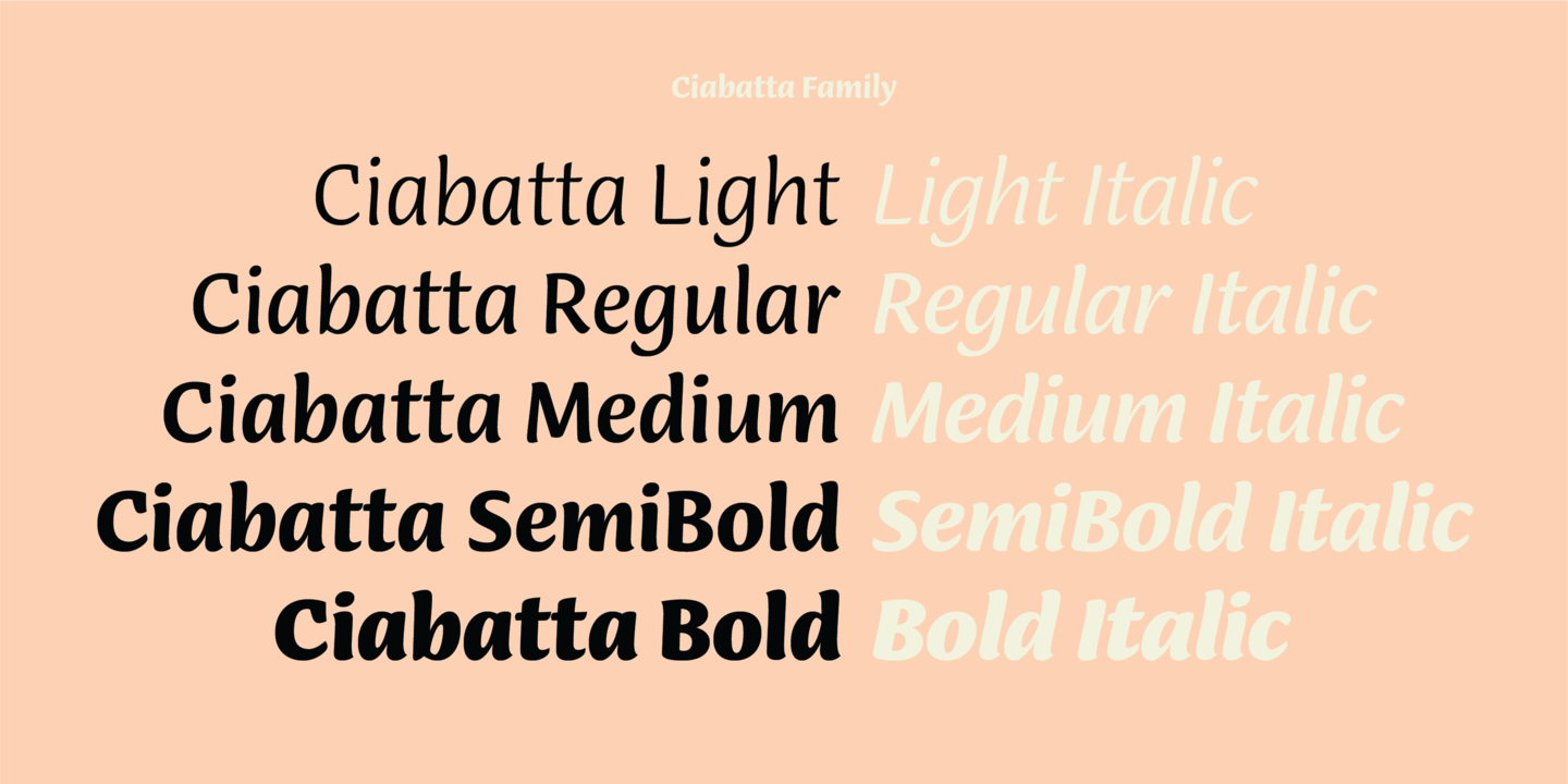 Ejemplo de fuente Ciabatta Medium Italic