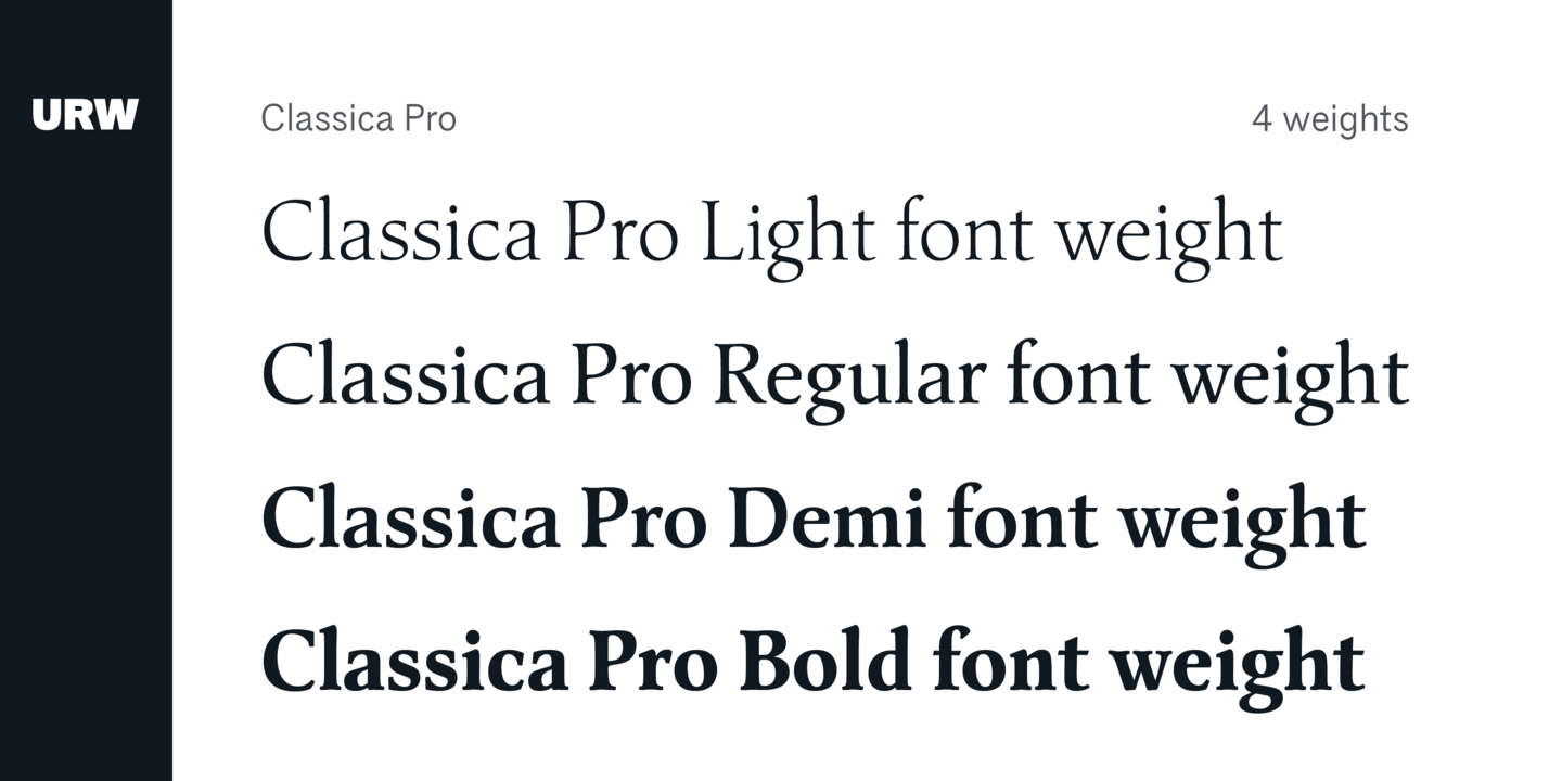 Ejemplo de fuente Classica Pro Light Italic