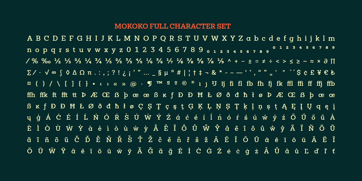 Ejemplo de fuente Mokoko Light Italic