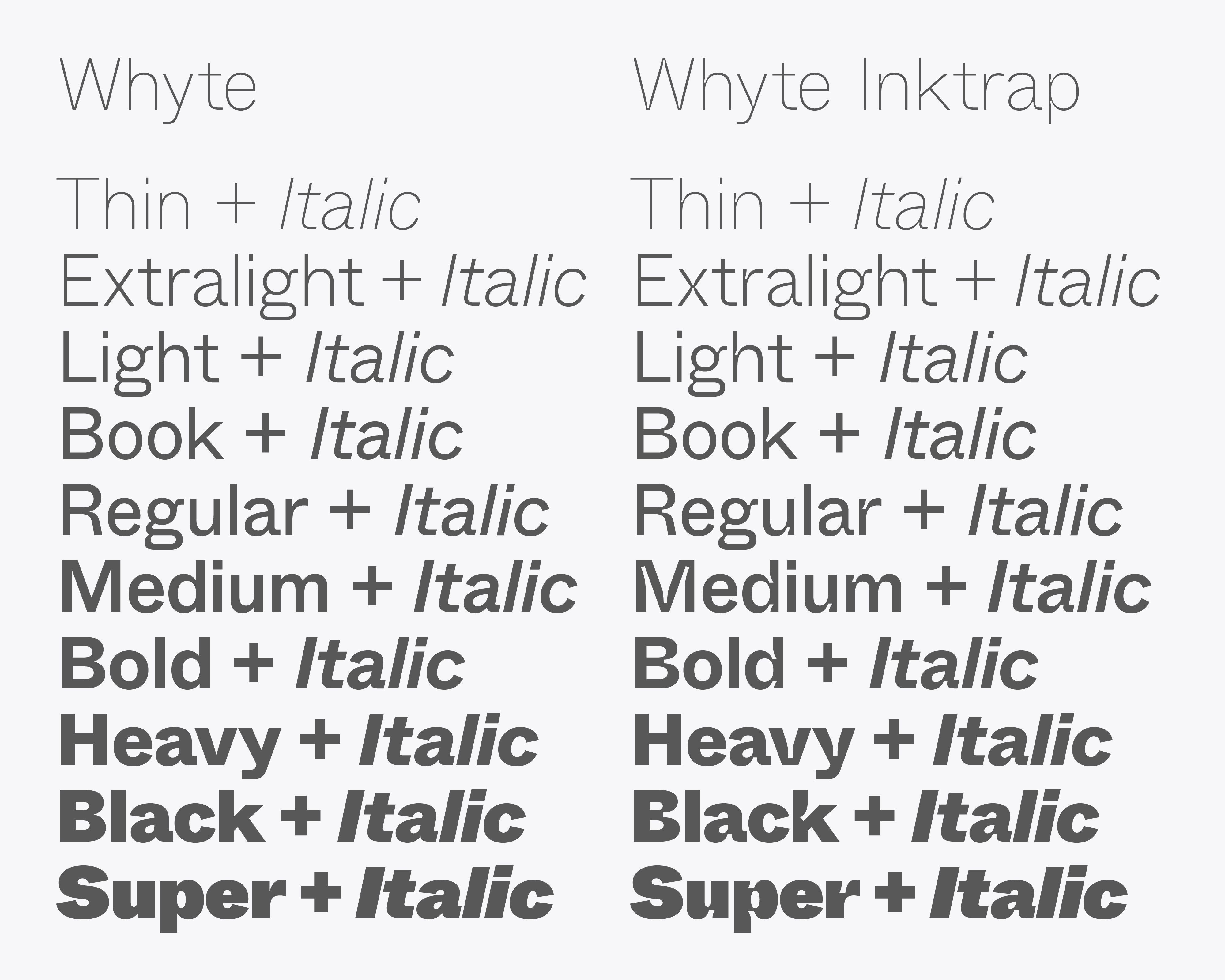 Ejemplo de fuente Whyte Book Italic