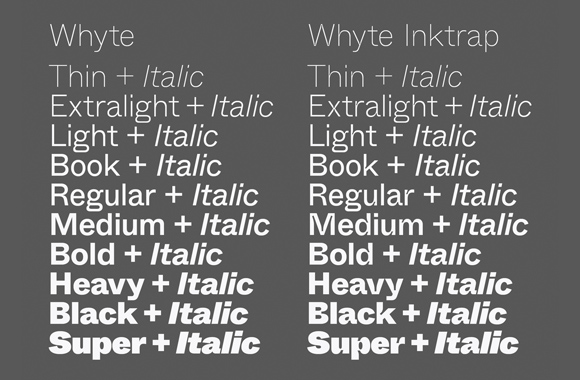 Ejemplo de fuente Whyte Inktrap Heavy Italic