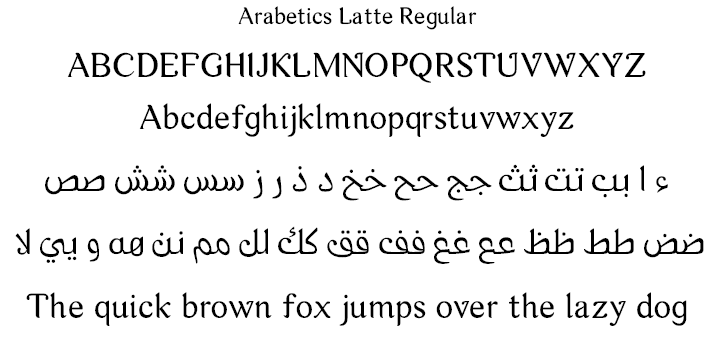 Ejemplo de fuente Arabetics Latte Italic
