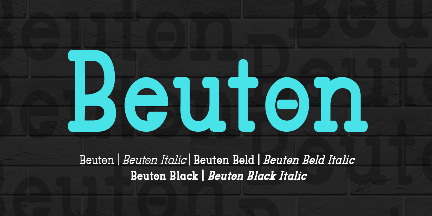 Ejemplo de fuente Beuton Bold Italic