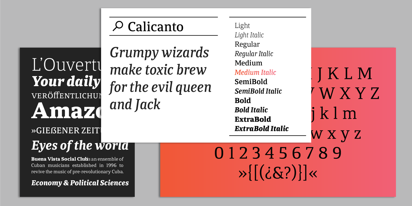 Ejemplo de fuente Calicanto Semi Bold Italic