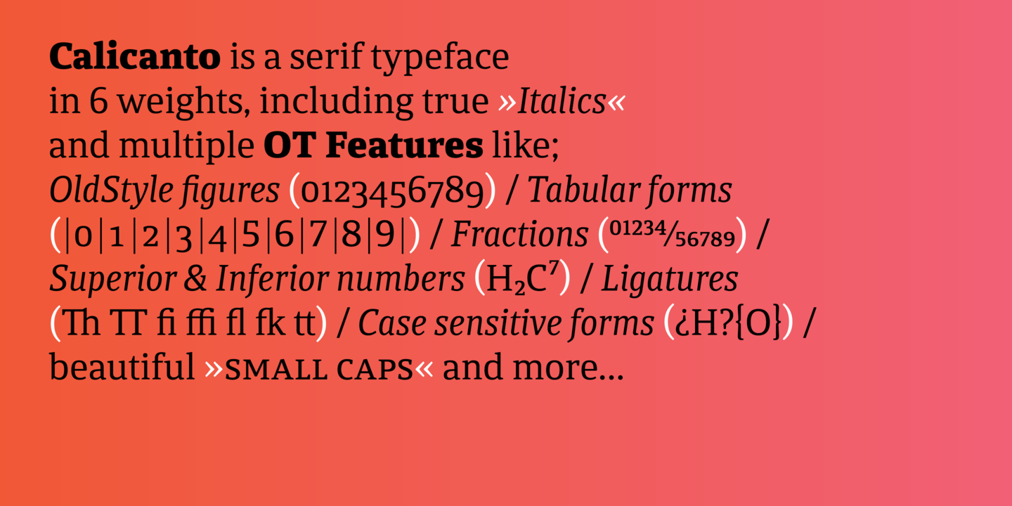 Ejemplo de fuente Calicanto Bold Italic