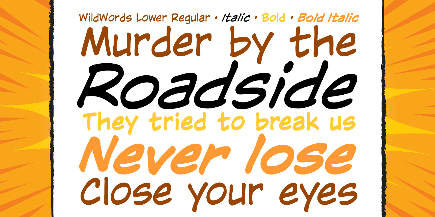 Ejemplo de fuente WildWords Lower Bold Italic
