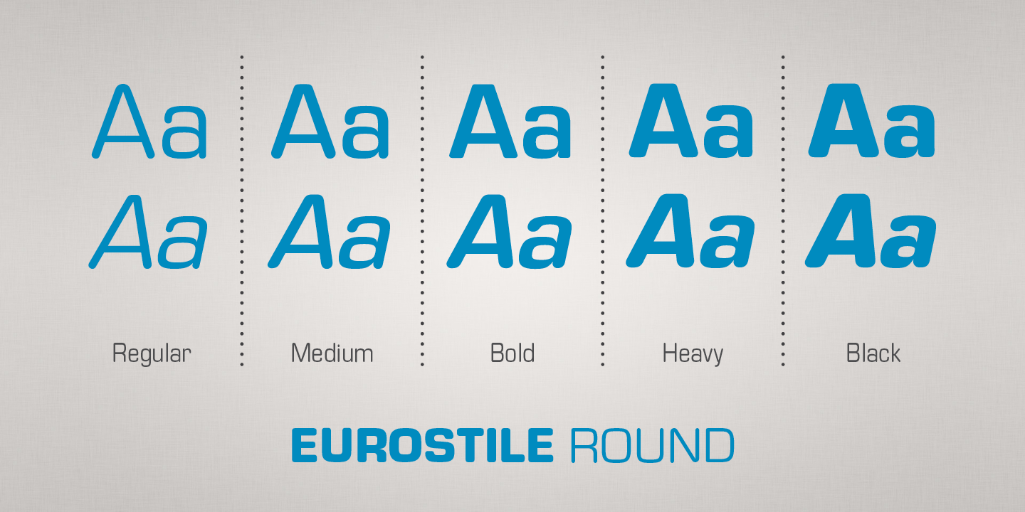 Ejemplo de fuente Eurostile Round Black Italic