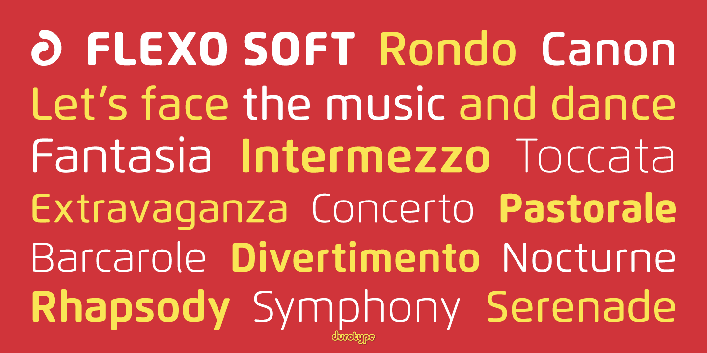 Ejemplo de fuente Flexo Soft Bold Italic