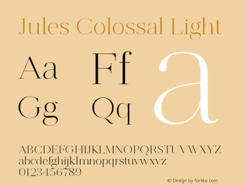 Ejemplo de fuente Jules Colossal Light Italic