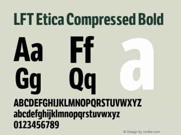 Ejemplo de fuente LFT Etica Compressed Bold Italic