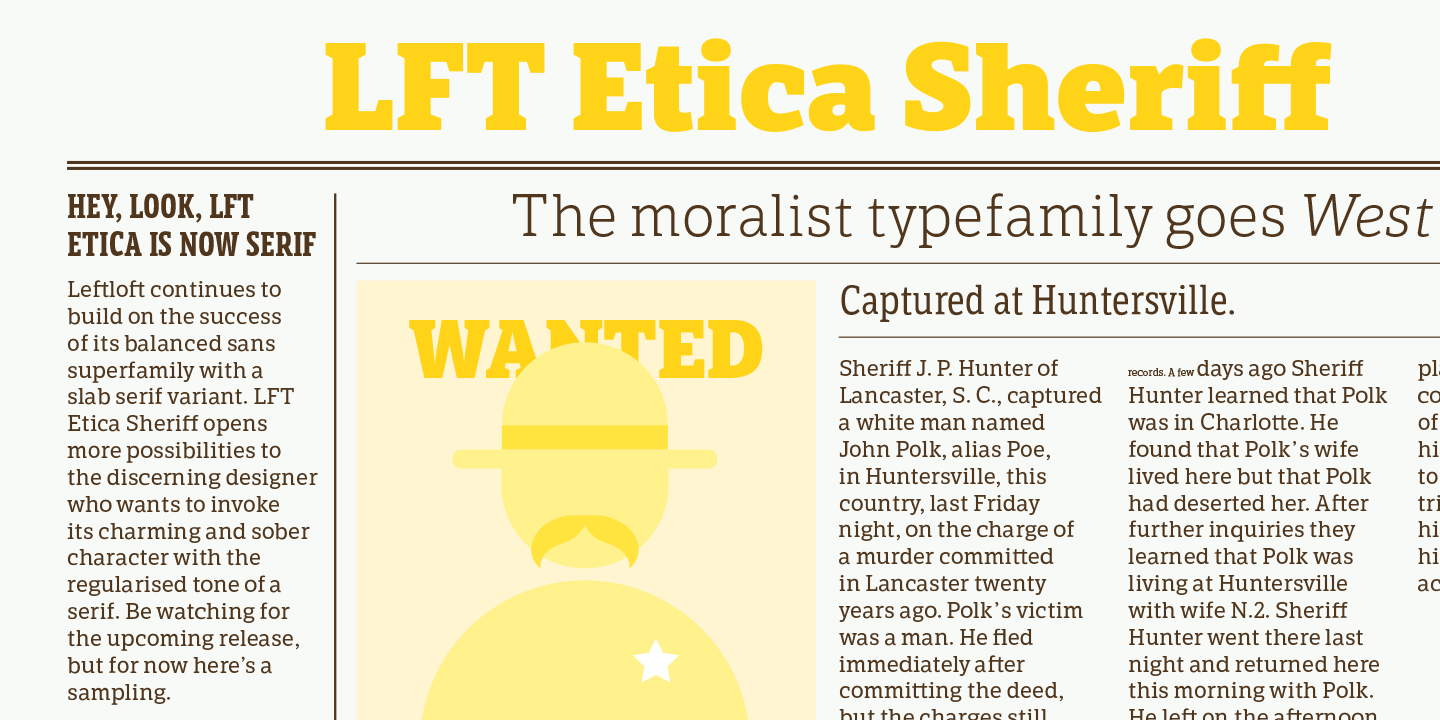 Ejemplo de fuente LFT Etica Sheriff Italic
