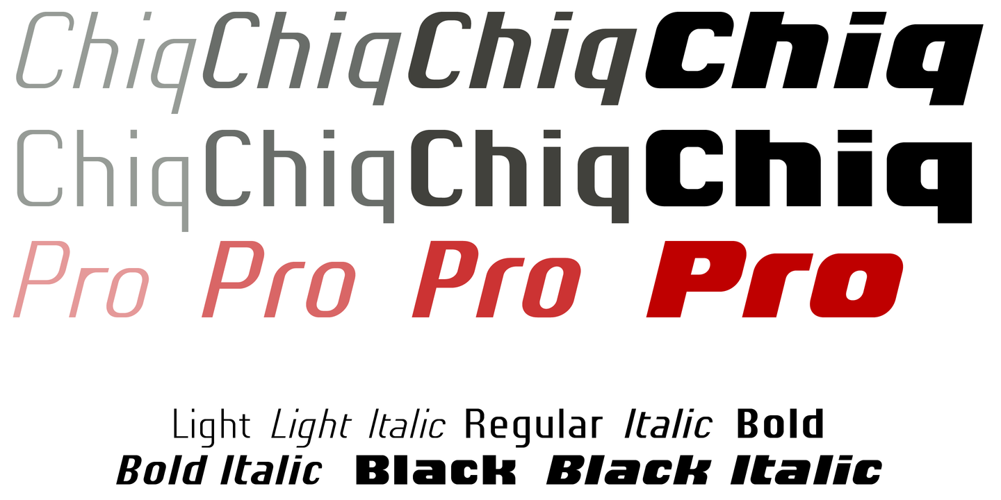 Ejemplo de fuente Chiq Pro Italic