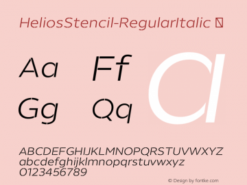 Ejemplo de fuente Helios Stencil Thin Italic