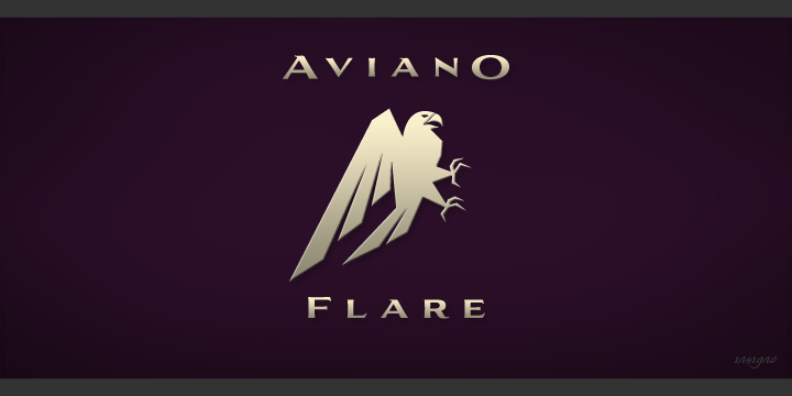 Ejemplo de fuente Aviano Flare Black