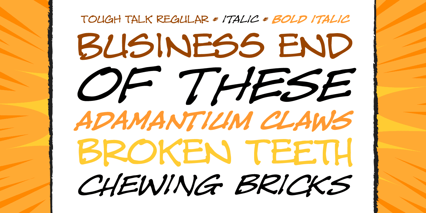 Ejemplo de fuente Tough Talk Bold Italic