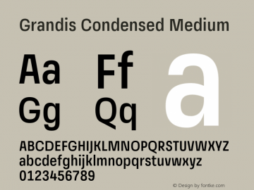 Ejemplo de fuente Grandis Condensed Light Italic