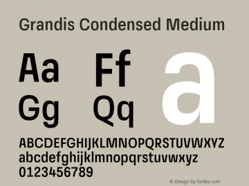 Ejemplo de fuente Grandis Condensed