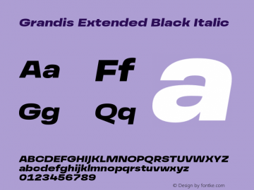 Ejemplo de fuente Grandis Extended Black Italic