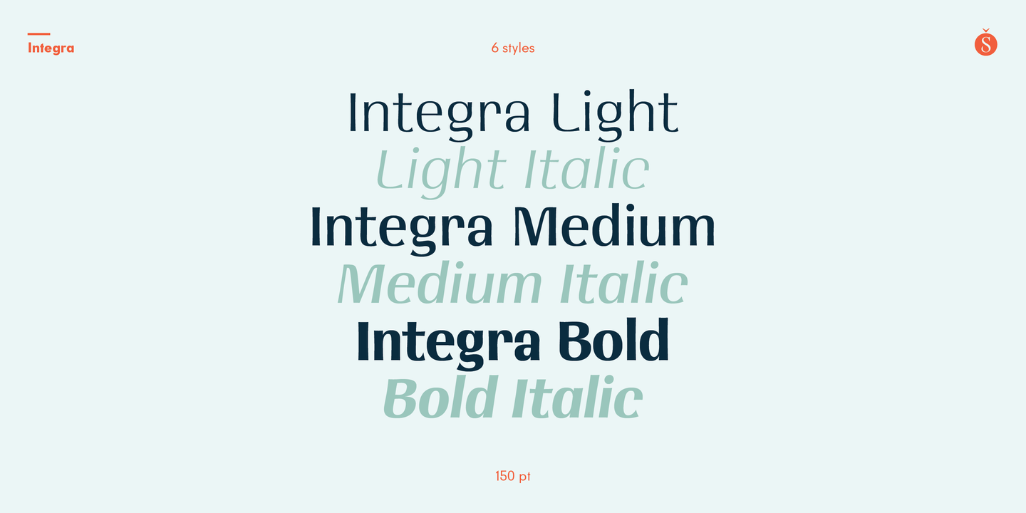 Ejemplo de fuente Integra Bold Italic