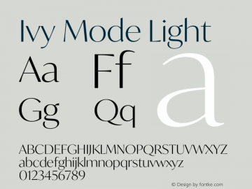 Ejemplo de fuente Ivy Mode Light Italic