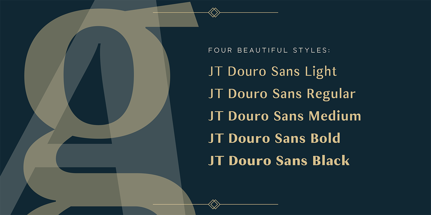 Ejemplo de fuente JT Douro-Sans Light Italic