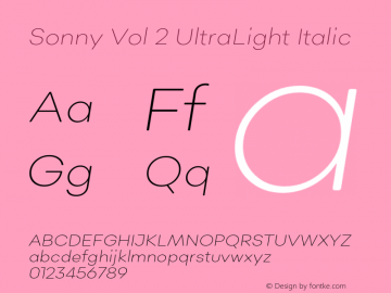 Ejemplo de fuente Sonny Vol 2 Light Italic