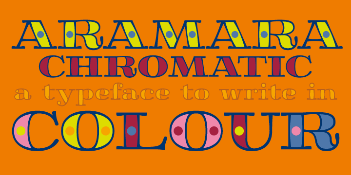 Ejemplo de fuente Aramara Chromatic Dot Fill