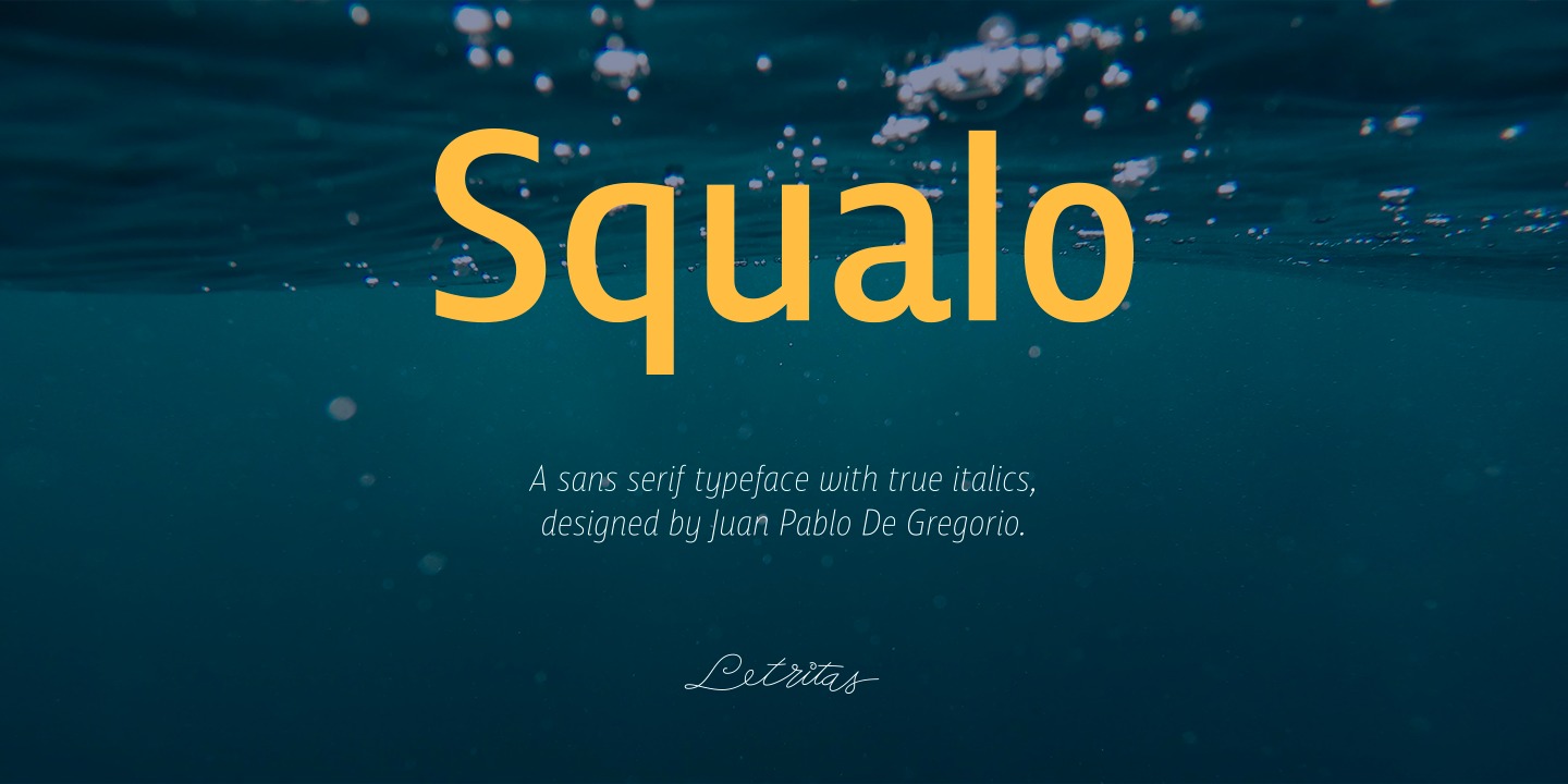Ejemplo de fuente Squalo Ultra Light Italic