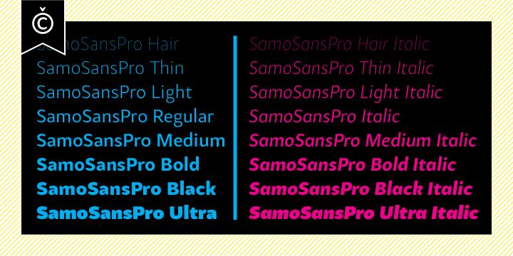 Ejemplo de fuente Samo Sans Pro Italic