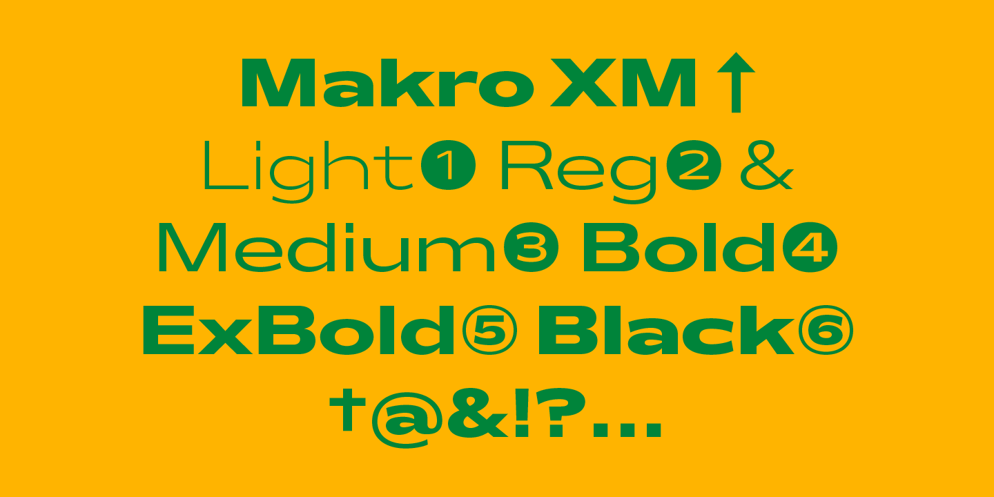 Ejemplo de fuente Makro XM Regular
