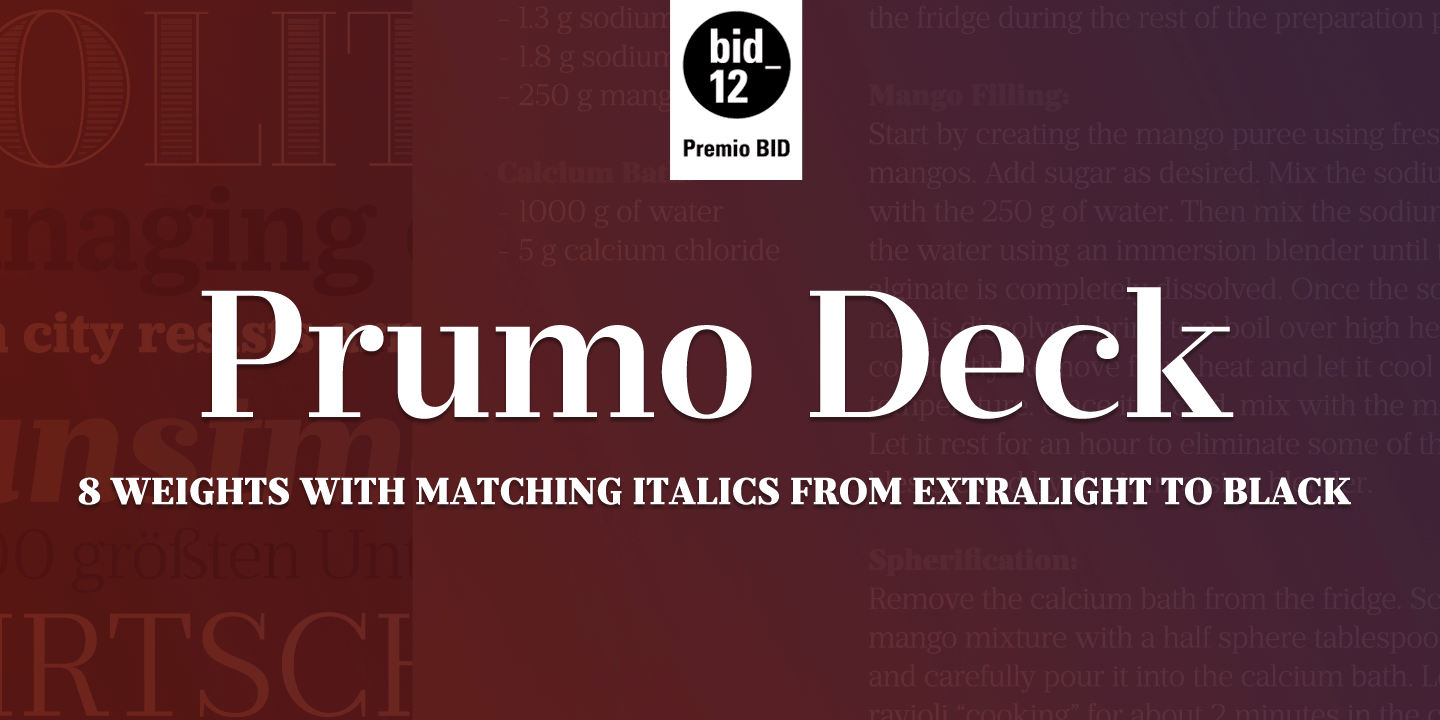 Ejemplo de fuente Prumo Deck Bold Italic