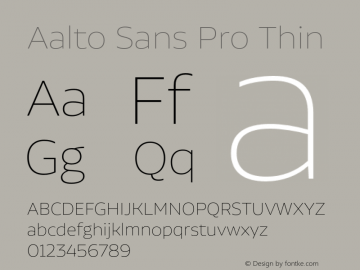 Ejemplo de fuente Aalto Sans Pro Thin