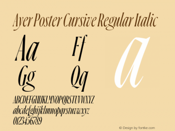 Ejemplo de fuente Ayer Poster Cursive Regular Italic