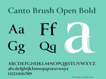 Ejemplo de fuente Canto Brush Open Bold Italic