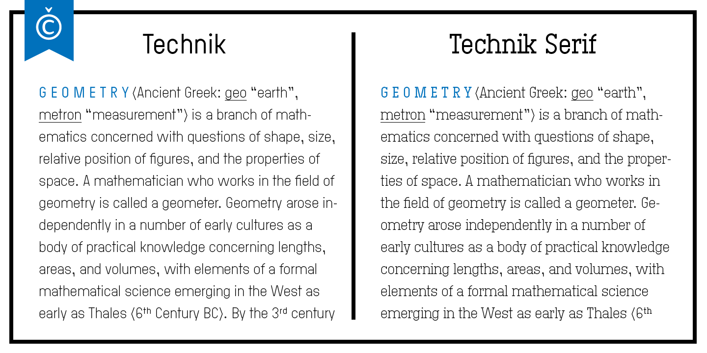 Ejemplo de fuente Technik Serif 50