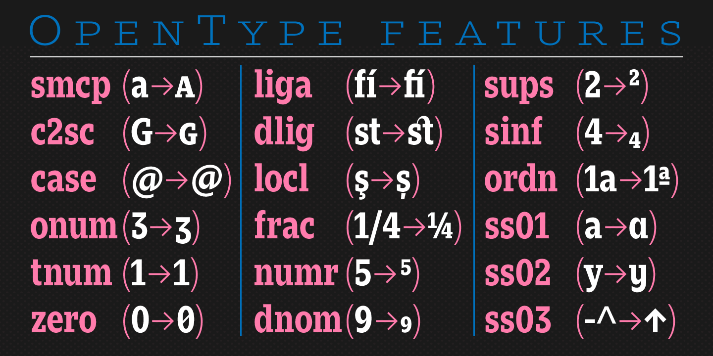 Ejemplo de fuente Zin Slab Cond Regular Italic