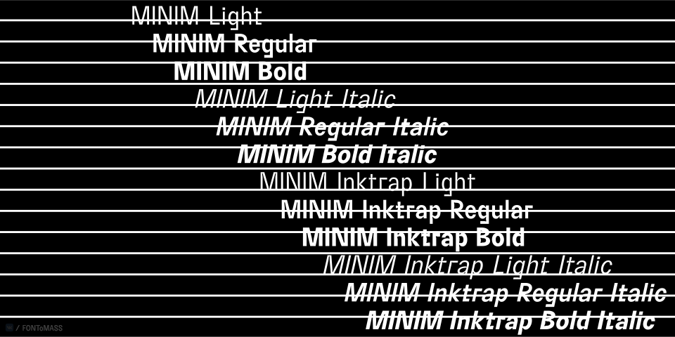 Ejemplo de fuente BC Minim Regular Inktrap Italic