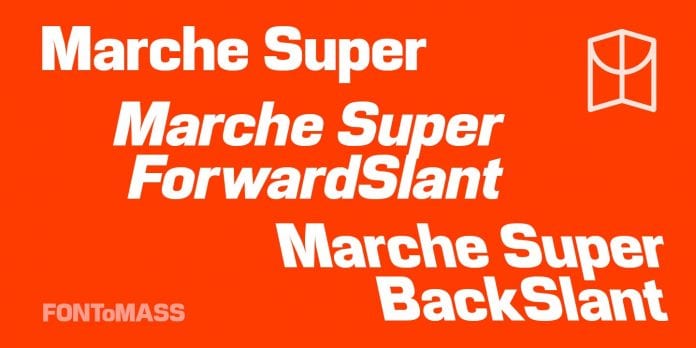 Ejemplo de fuente Marche Super Super Backslant