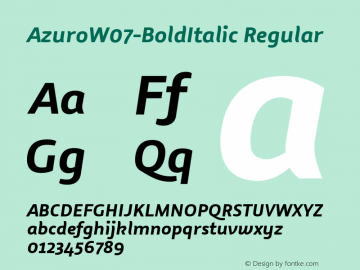 Ejemplo de fuente Azuro Bold Italic