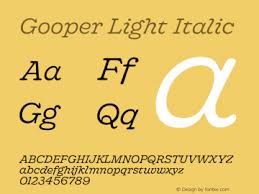 Ejemplo de fuente Gooper Light Italic