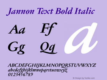Ejemplo de fuente JJannon Display Bold Italic