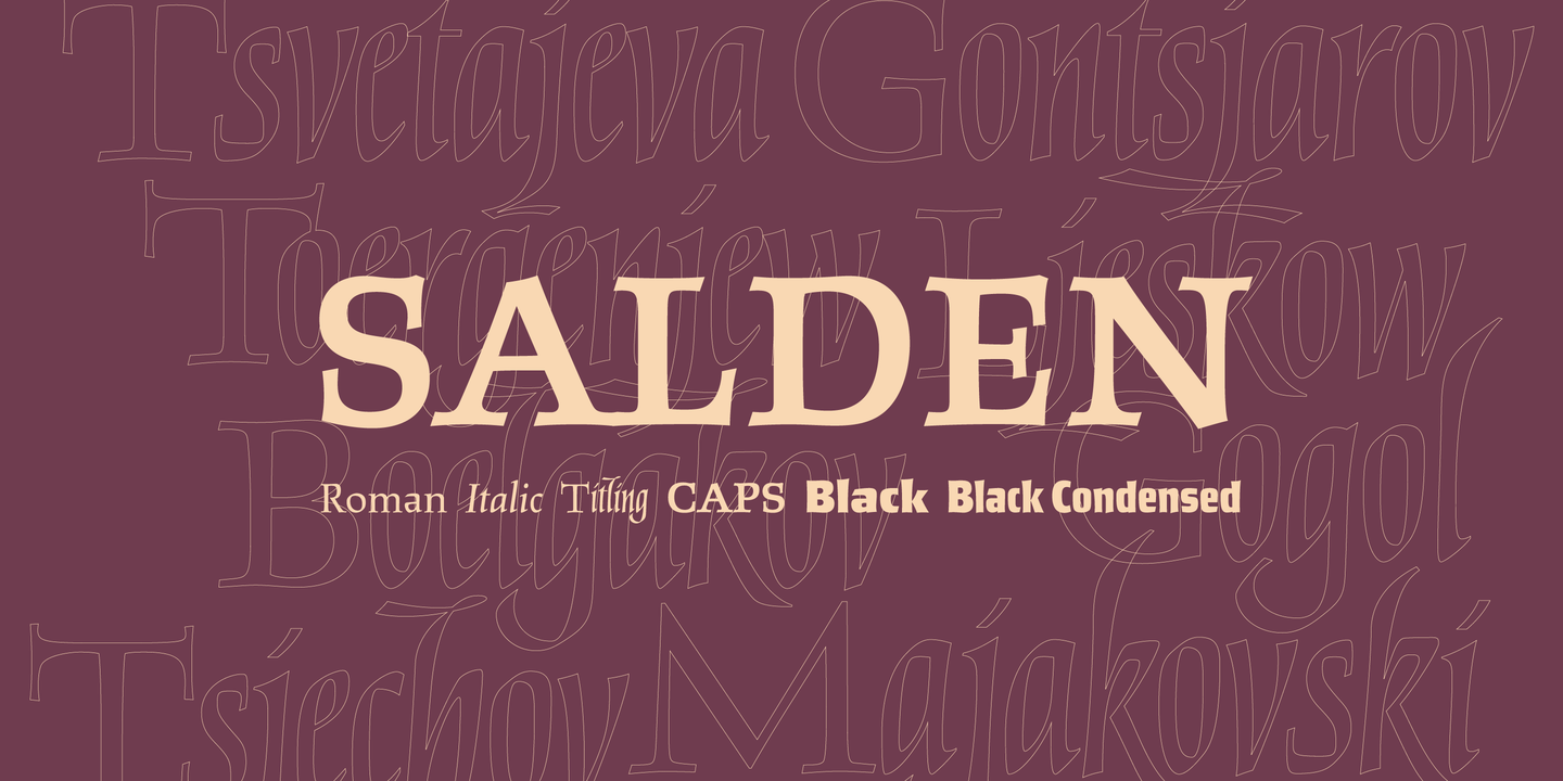 Ejemplo de fuente Salden Black Condensed