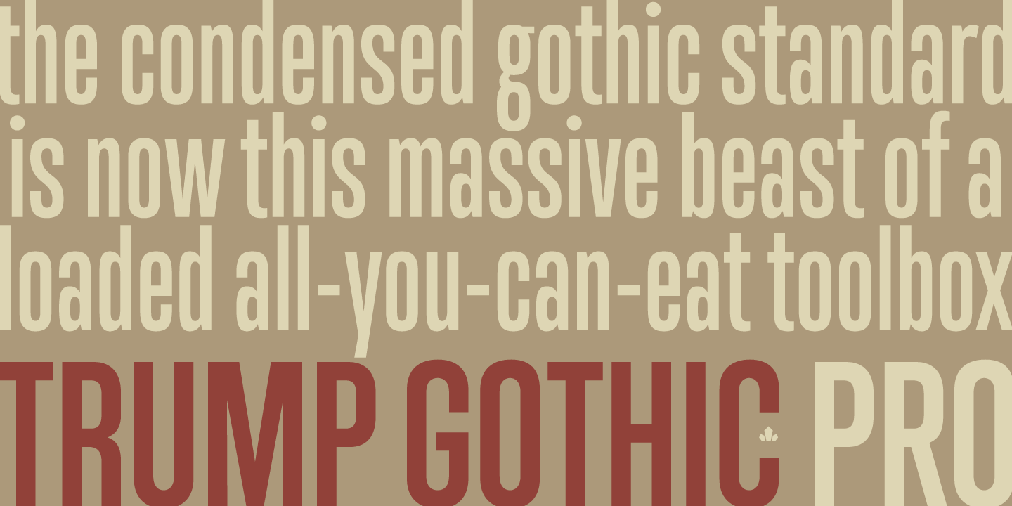 Ejemplo de fuente Trump Gothic Pro Medium Italic