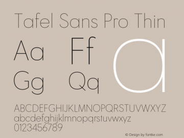 Ejemplo de fuente Tafel Sans Pro Extra Light Italic