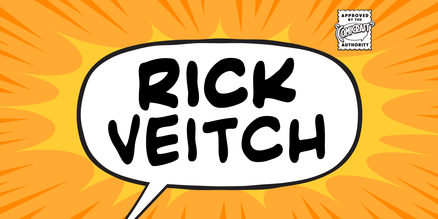 Ejemplo de fuente Rick Veitch Regular